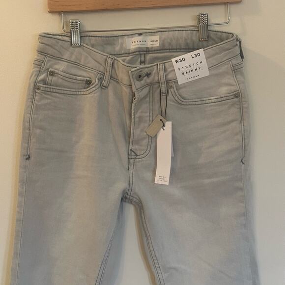 New Men's Topman Gray Stretch Skinny Jeans sz 30/30 NEW - Picture 2 of 6